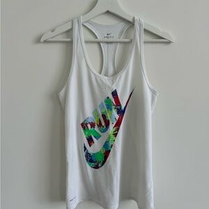 Nike White Tank Top with Colorful Logo